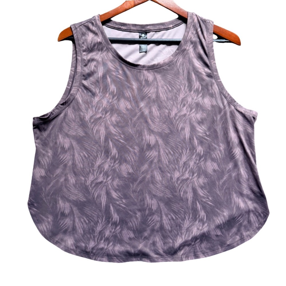90 Degree by Reflex Tank Top Womens XXL Purple Abstract Feather EUC